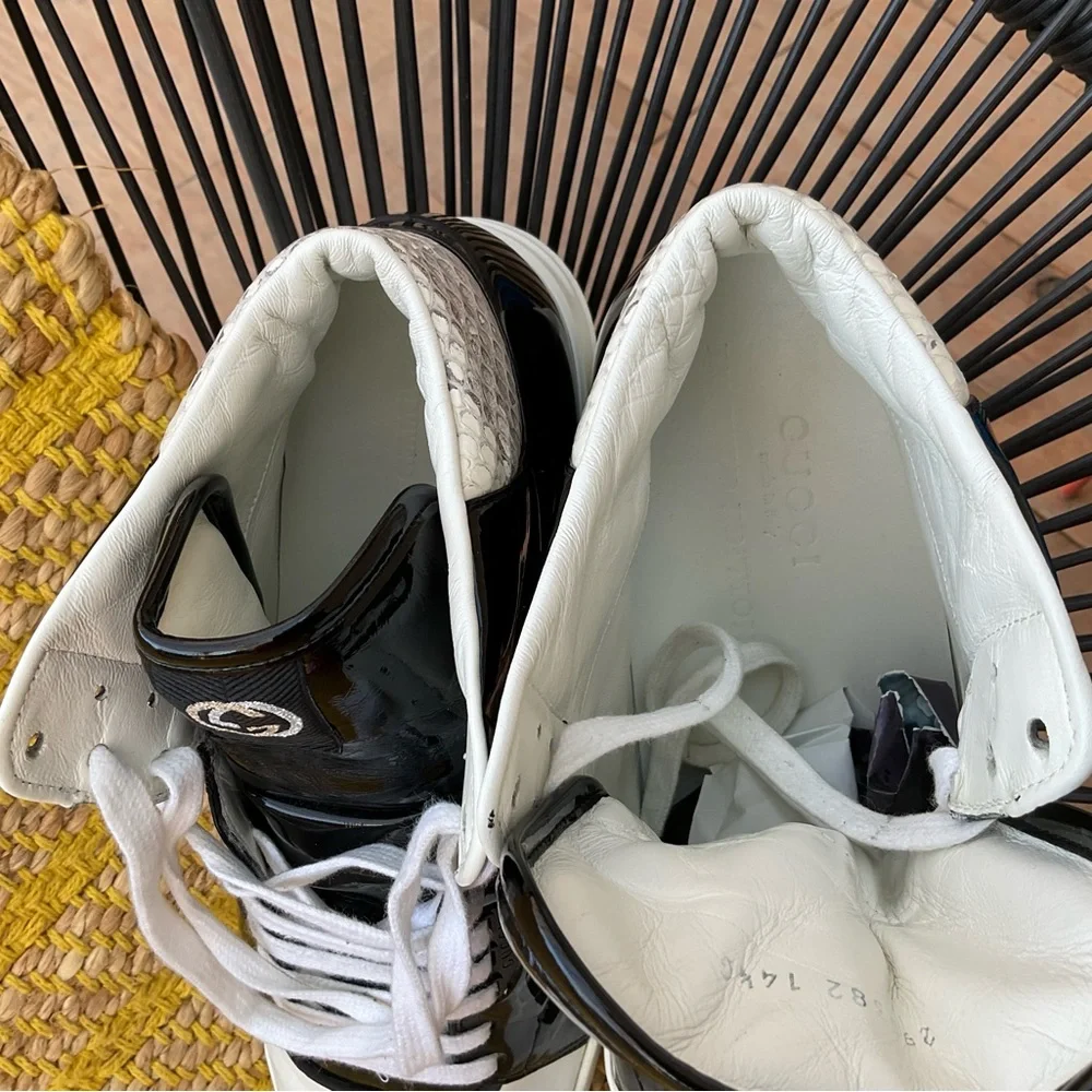 Men’s Gucci Rebound Snake B&W High Top Sneakers 15 AUTHENTIC